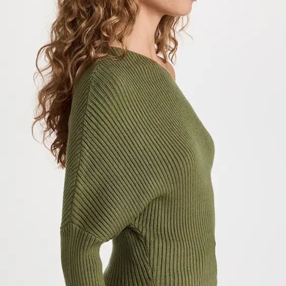 Line & Dot Blair Off Shoulder Sweater  Medium Olive Green - Picture 3 of 6